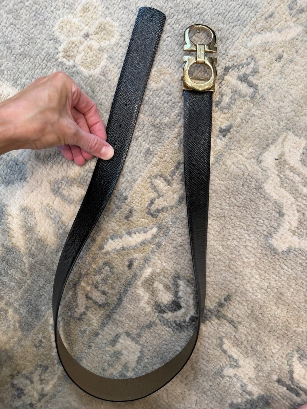 Ferragamo Reversible and adjustable Leather Gancini belt Black/brown Unisex 35"